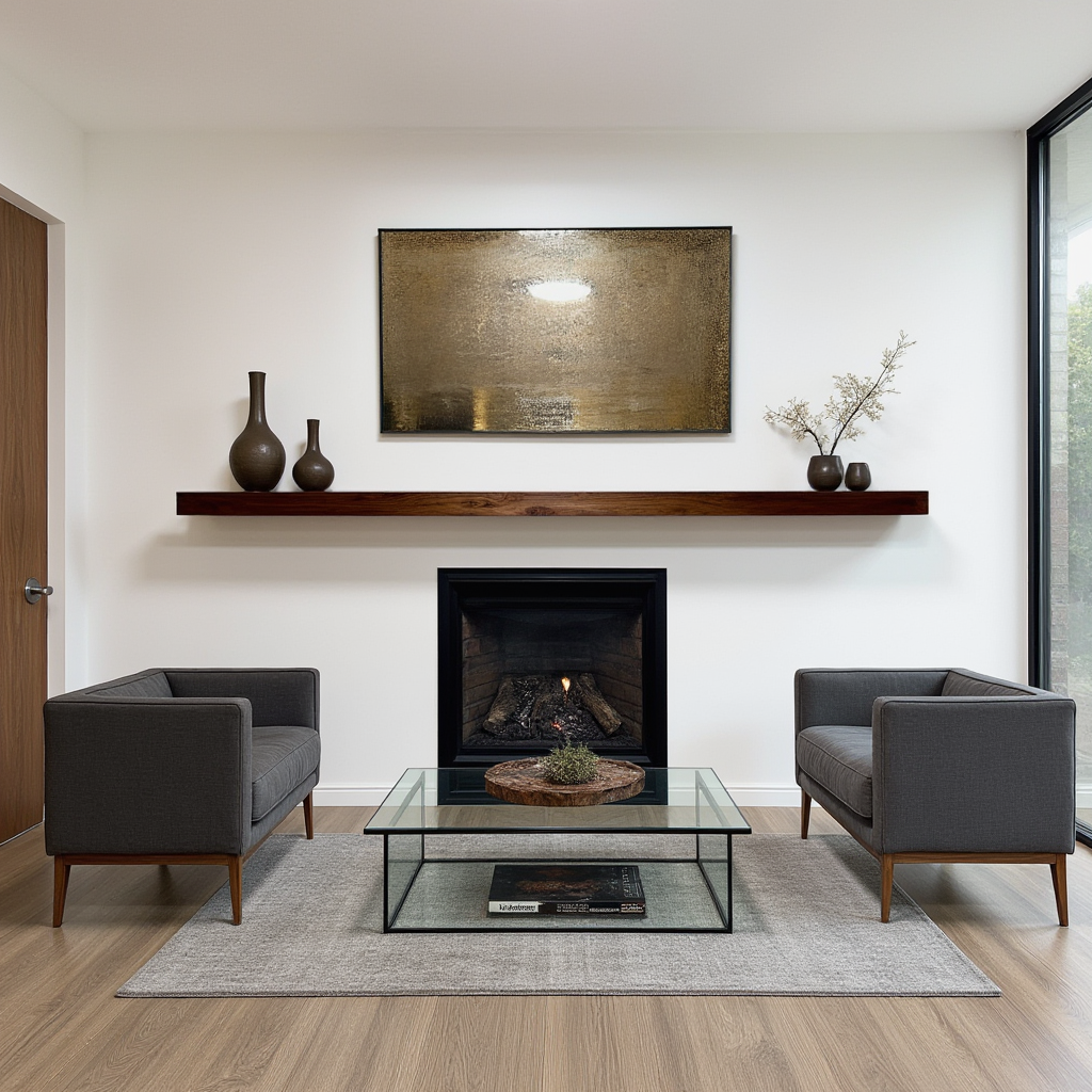 Custom Wood Floating Fireplace Mantel