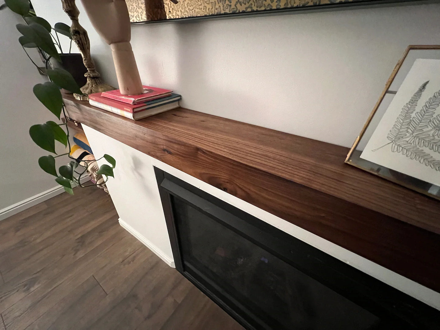 Custom Wood Floating Fireplace Mantel