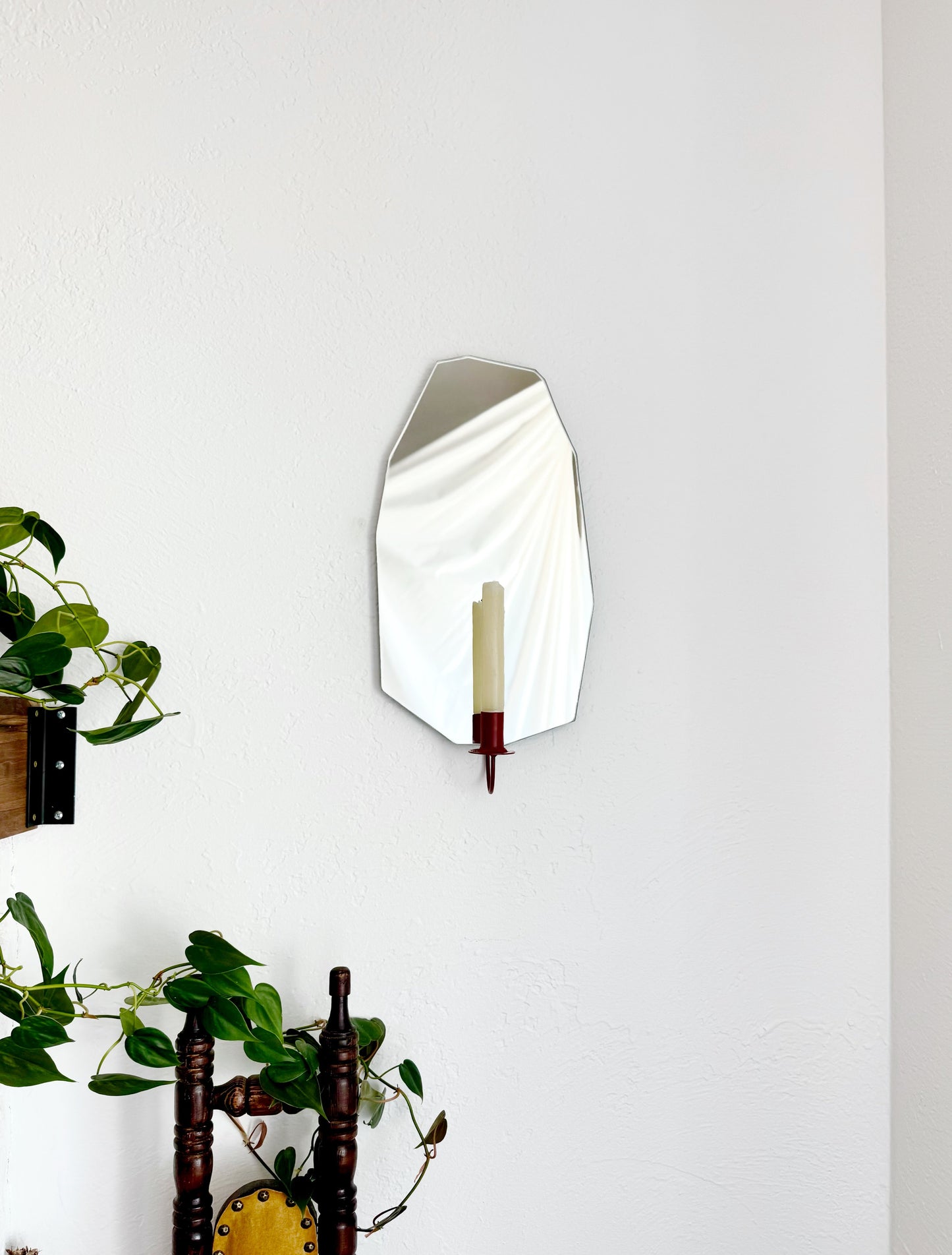 Gem Cut Mirror Candle Sconce