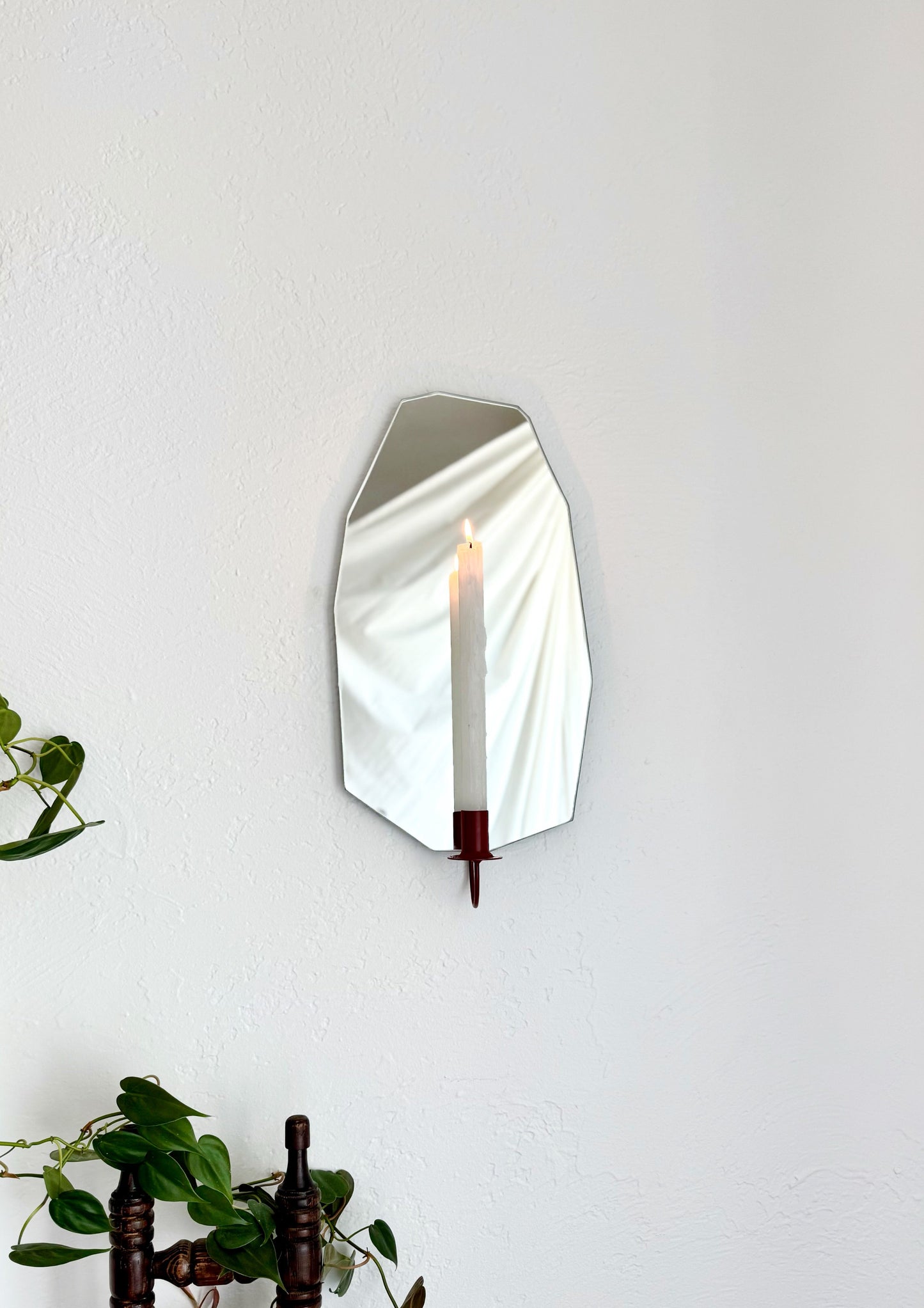 Gem Cut Mirror Candle Sconce