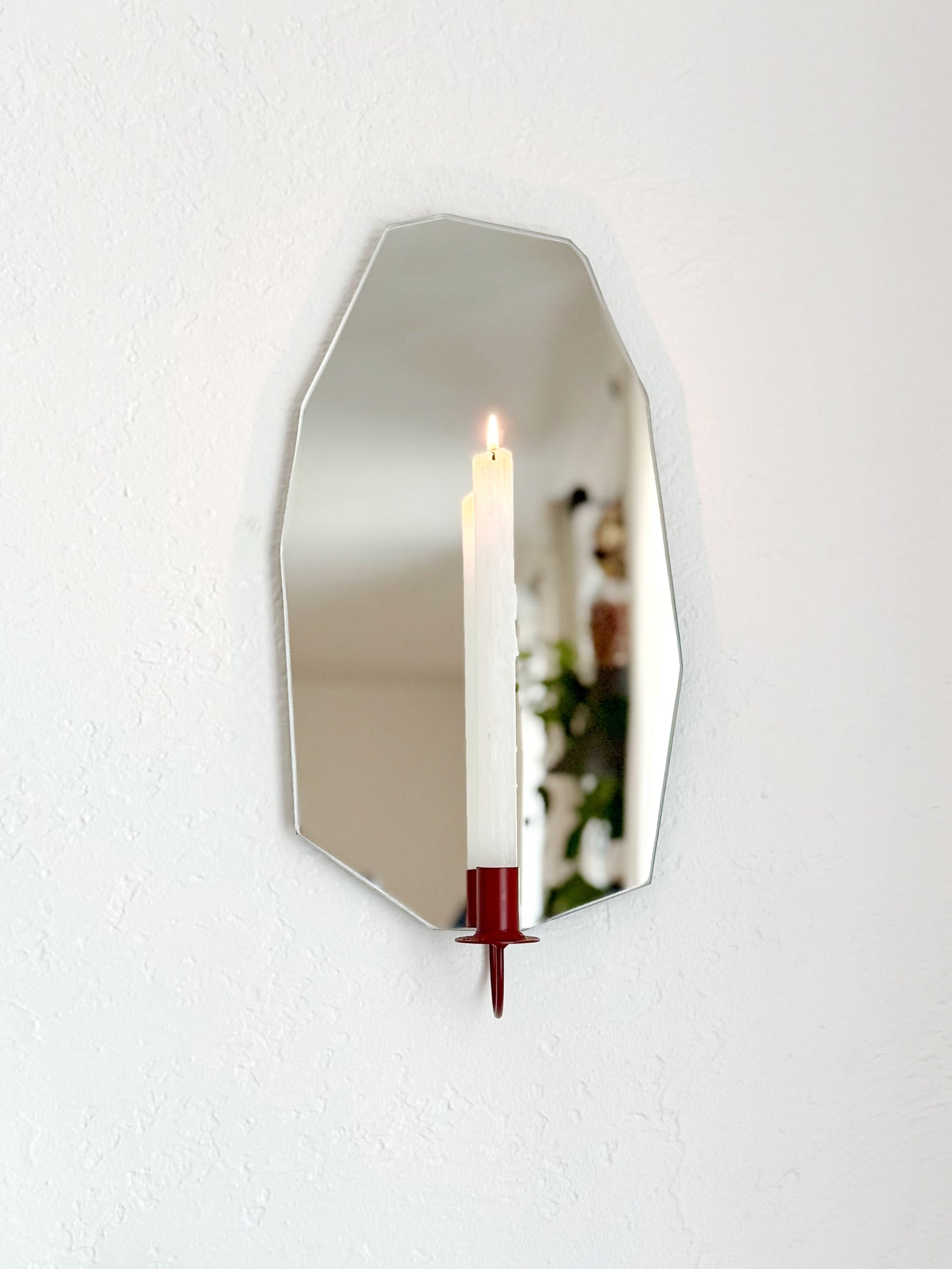 Gem Cut Mirror Candle Sconce