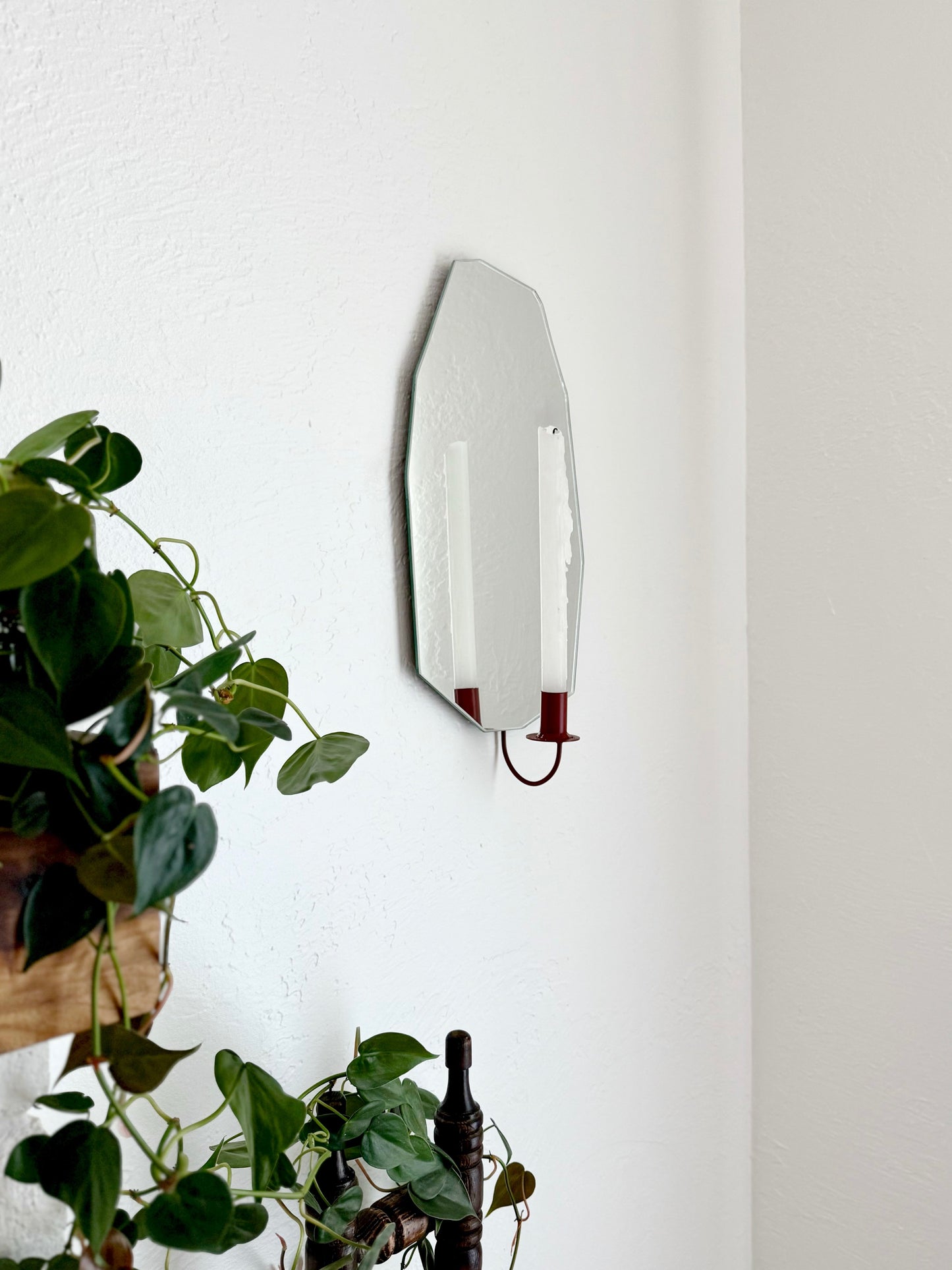 Gem Cut Mirror Candle Sconce