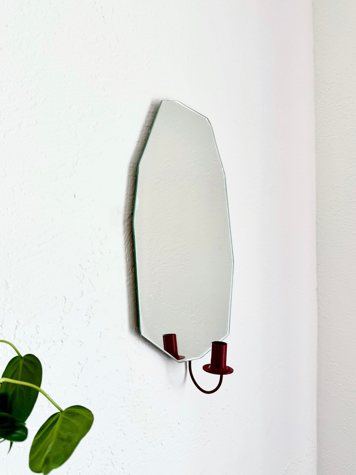Gem Cut Mirror Candle Sconce