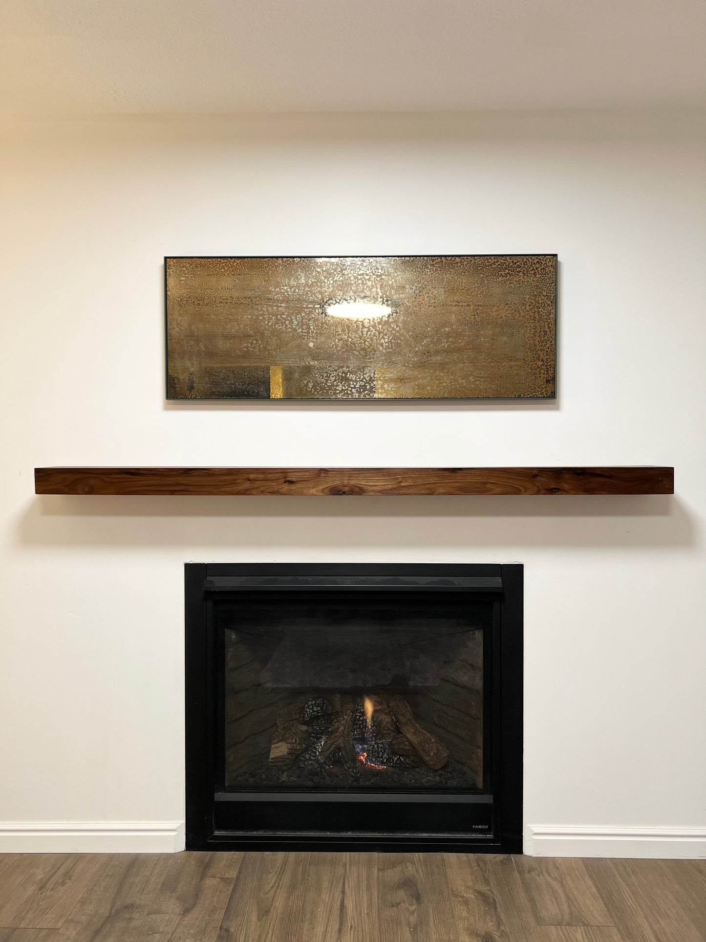 Custom Wood Floating Fireplace Mantel