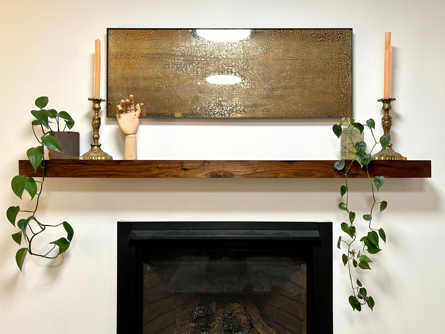 Custom Wood Floating Fireplace Mantel