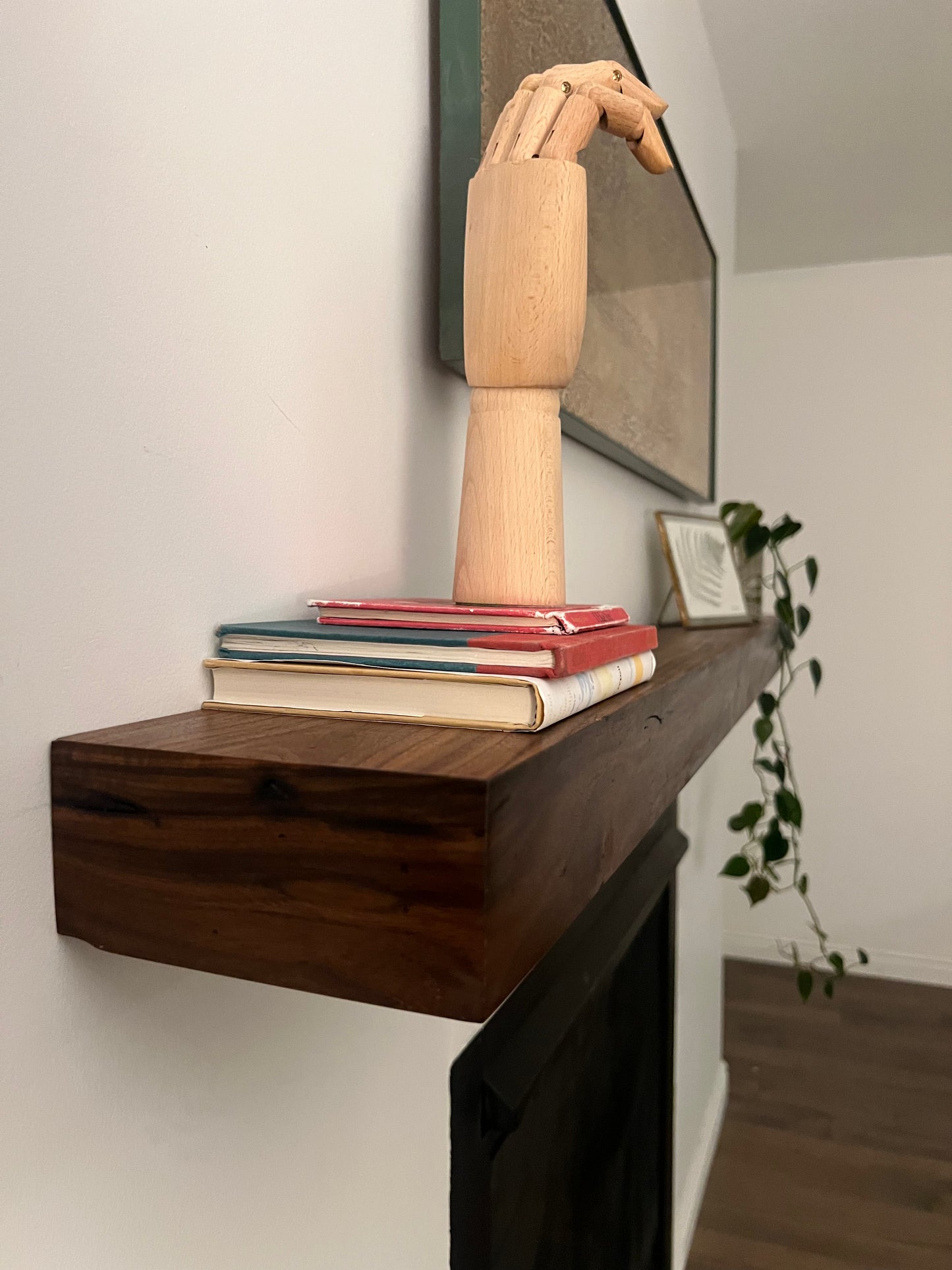 Custom Wood Floating Fireplace Mantel