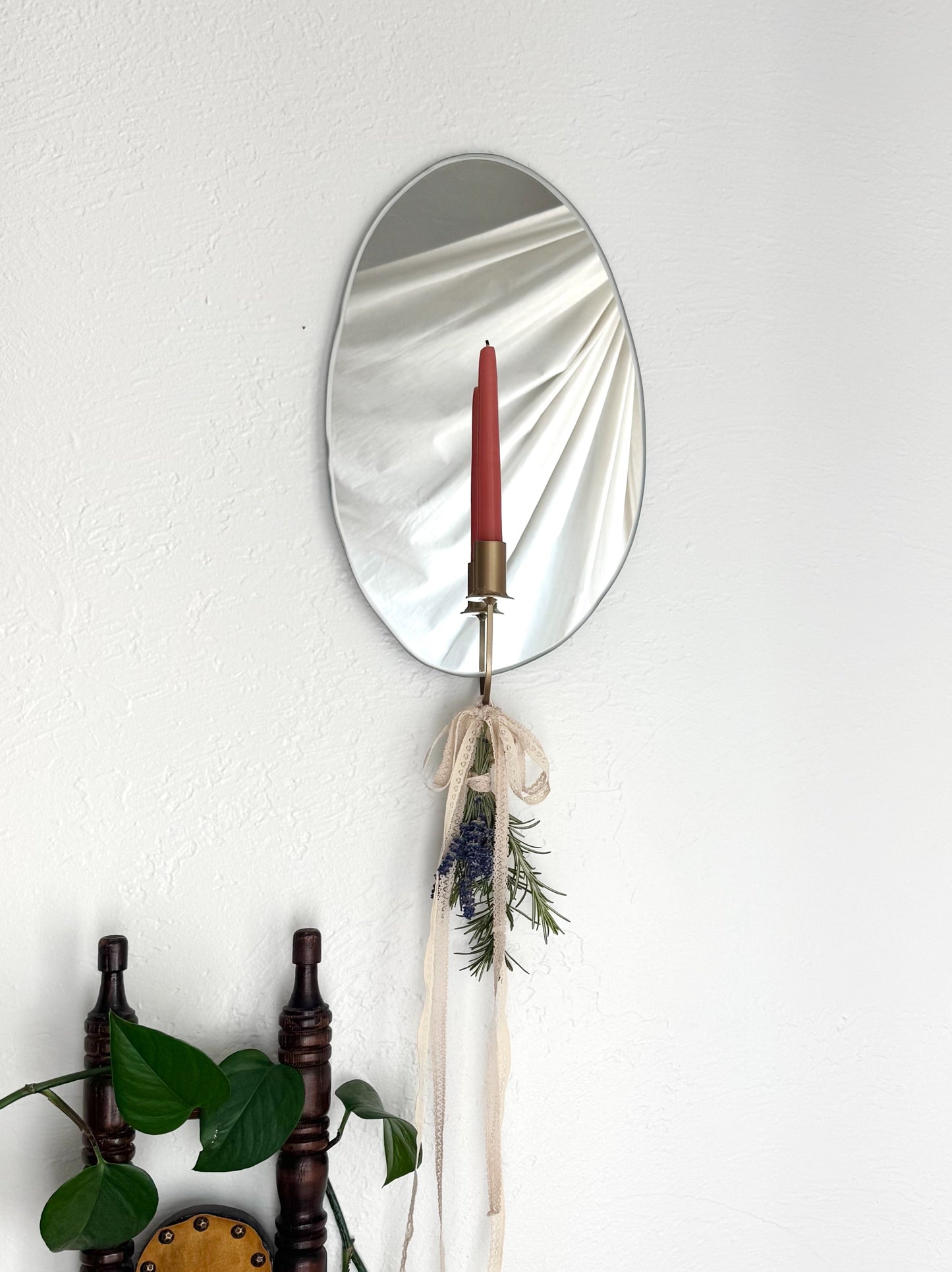 Natural Stone Mirror Candle Sconce