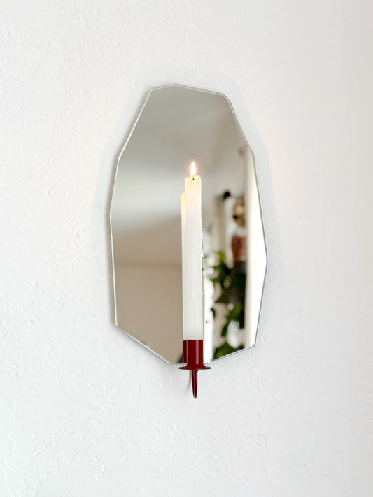 Gem Cut Mirror Candle Sconce